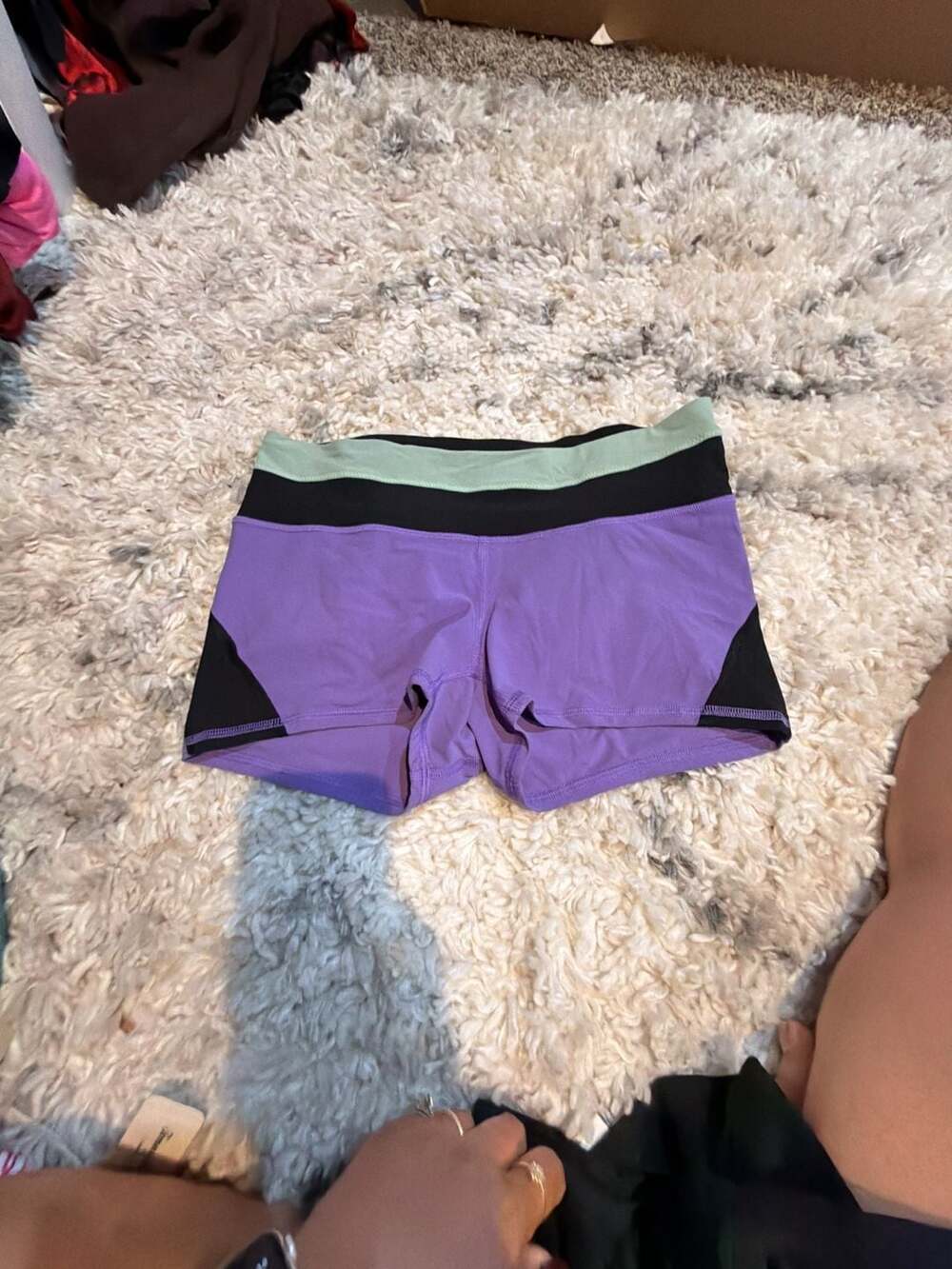 Lululemon Athletica Colorblock Athletic Running Shorts Purple and Black